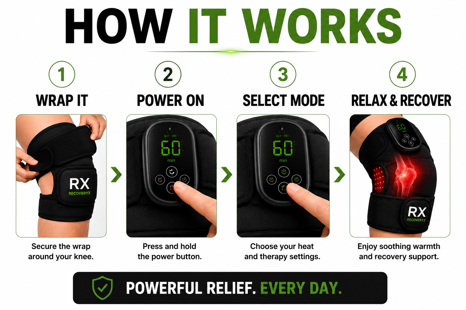 RecoveryX™ Infrared Red Light Knee Wrap
